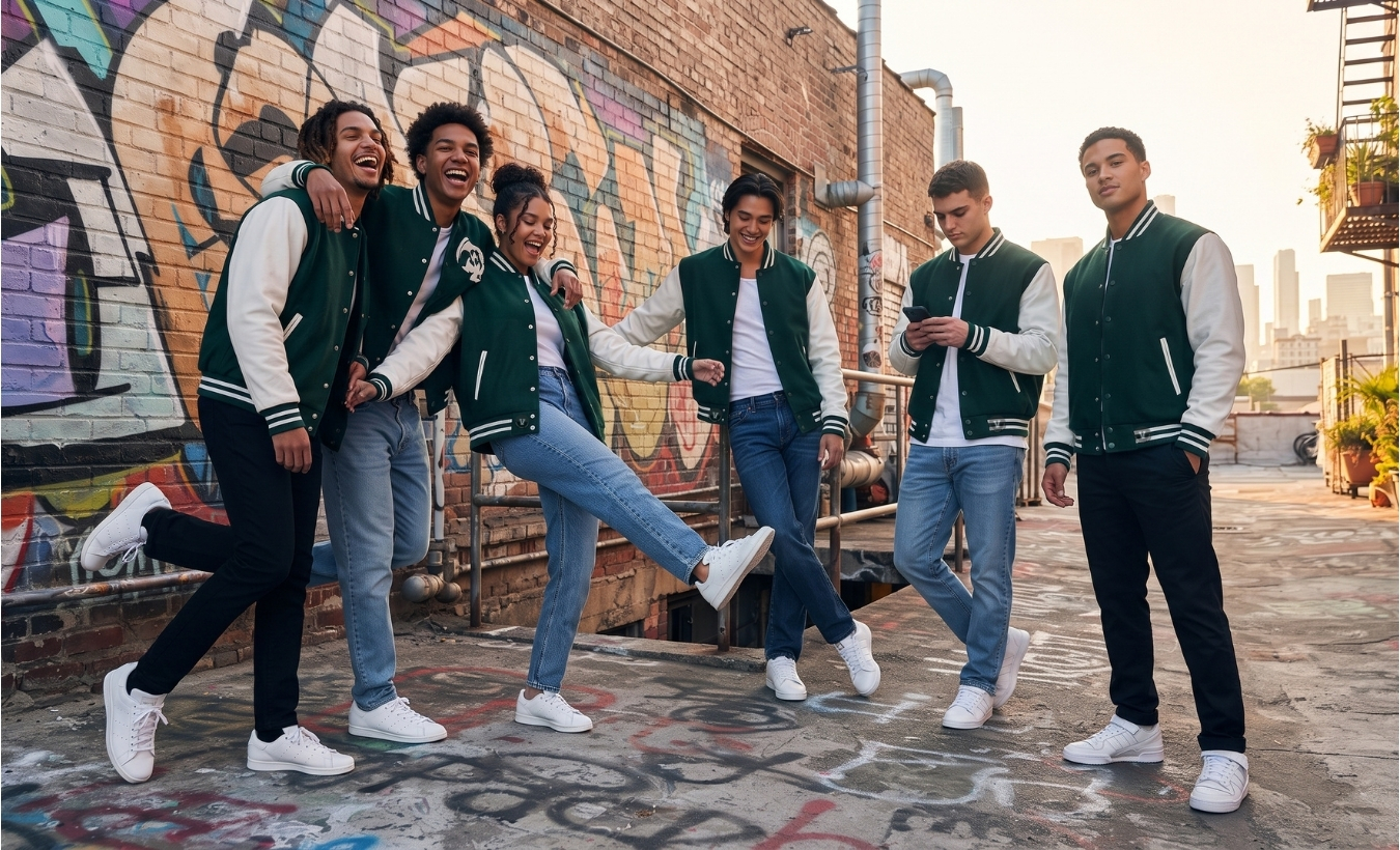 Varsity Jackets With Adidas Sneakers