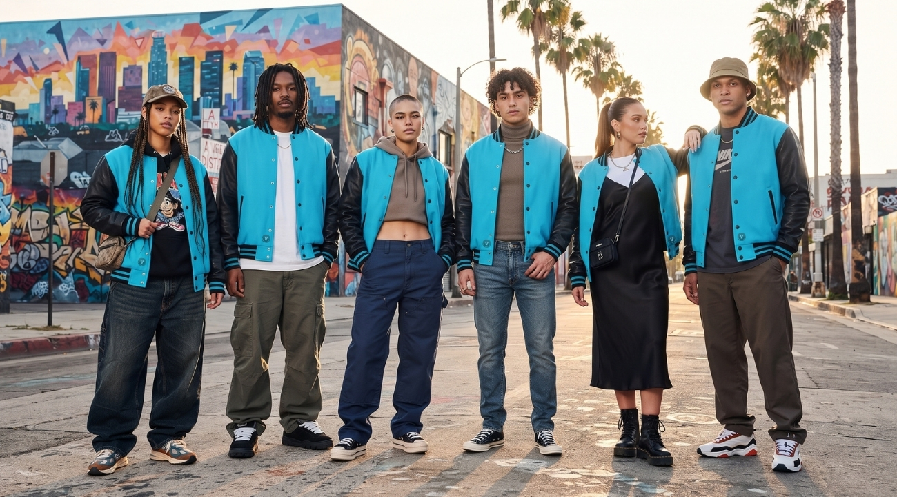 Varsity Jackets in Los Angeles Hip Hop Outfits