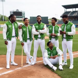 Green And White Baseball Jackets For Teams