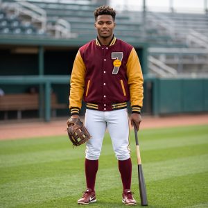 Mahroon Gold Baseball Jackets