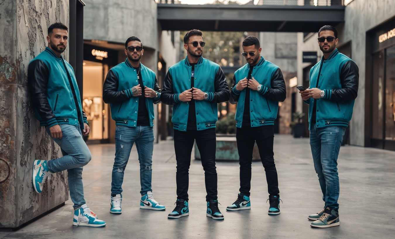Men varsity jackets with Sneakers
