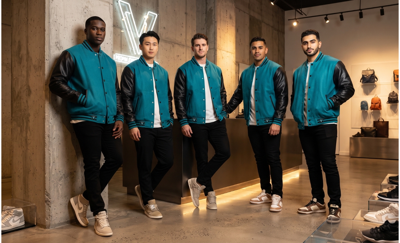 Men varsity jackets with Sneakers