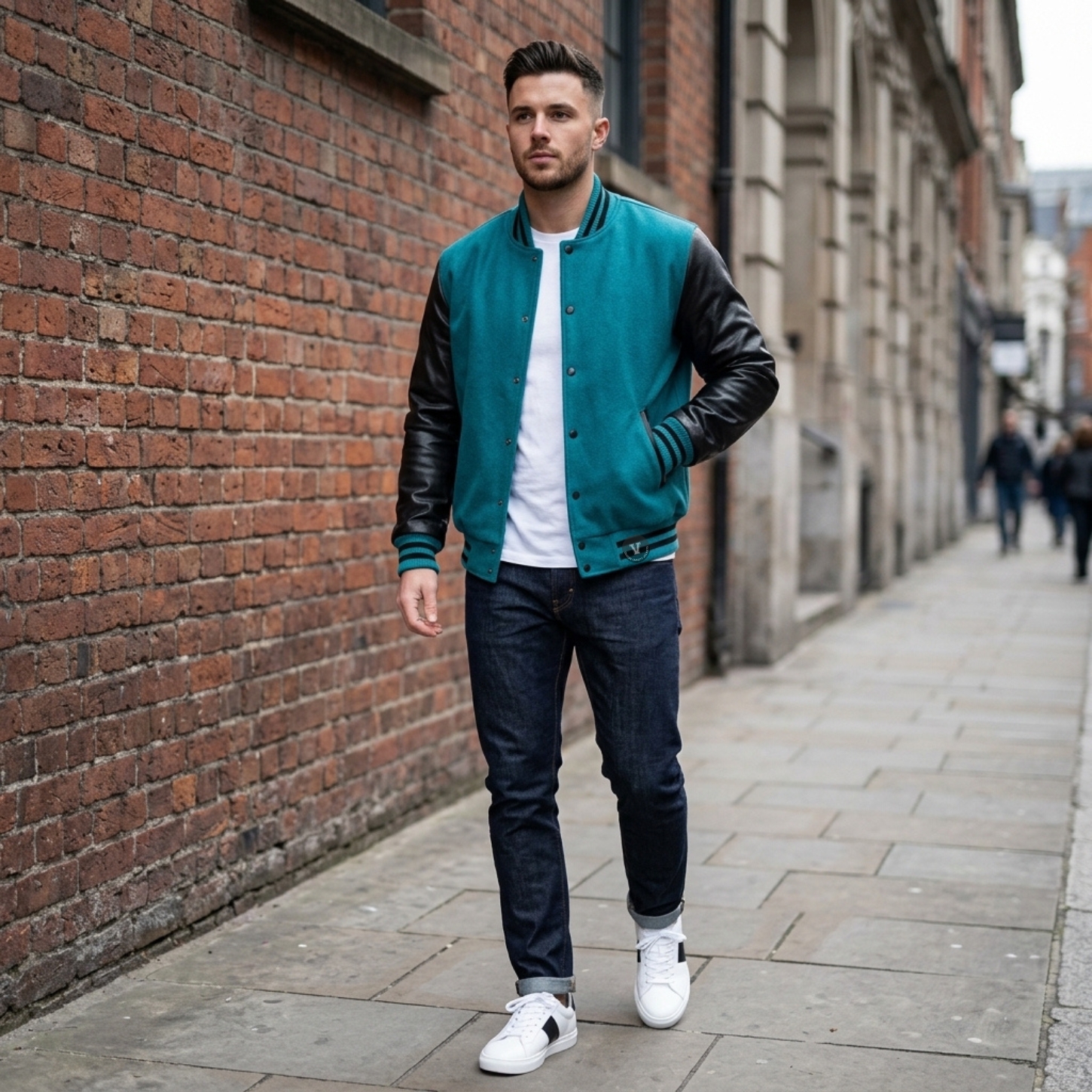 Men varsity jackets with Sneakers
