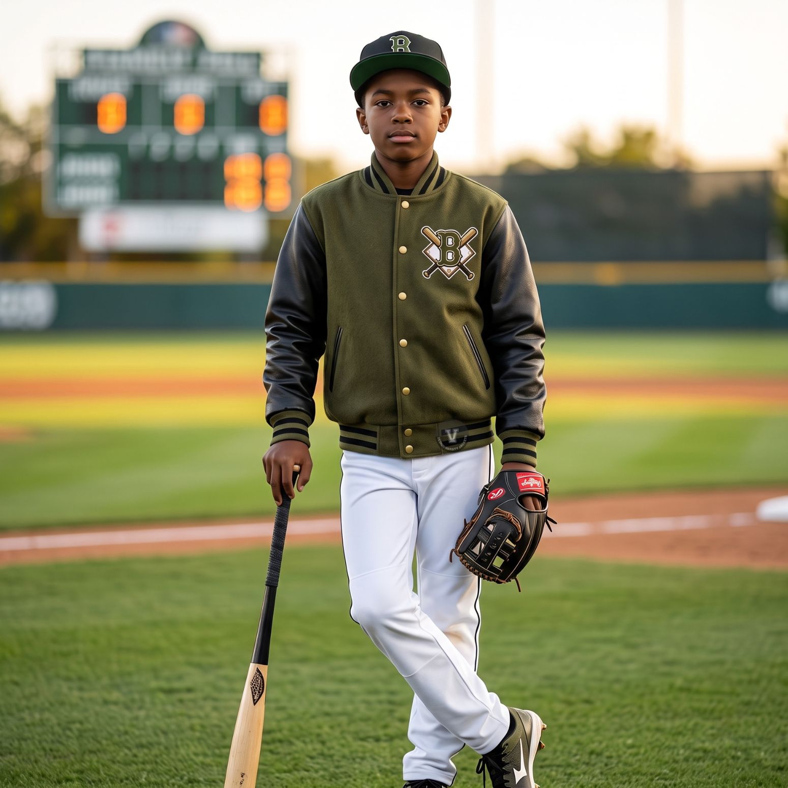 Olive And Black Baseball Jacket Custom Design