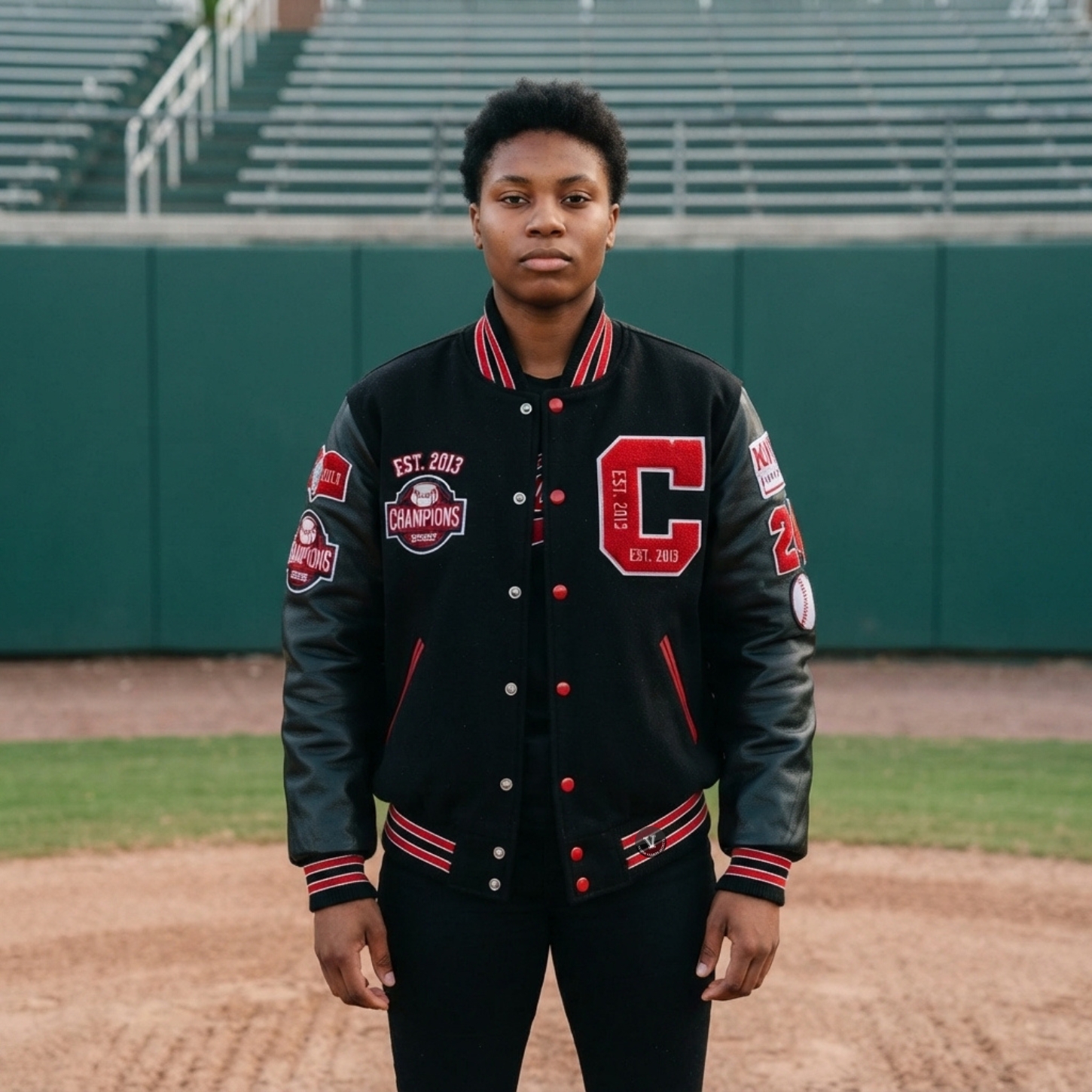 Red and Black Baseball Jackets for Women